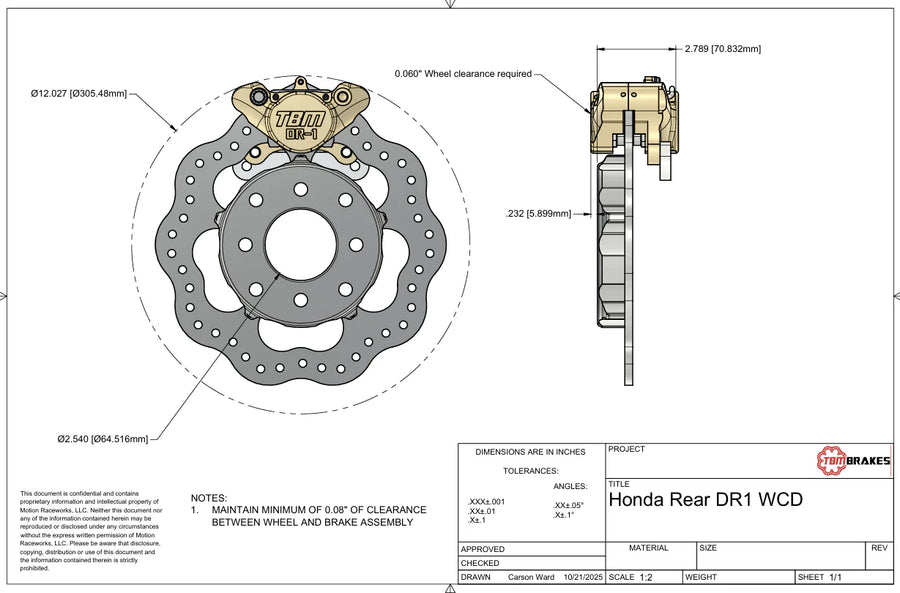 TBM Honda/Acura Drag Racing Rear Brake Kit