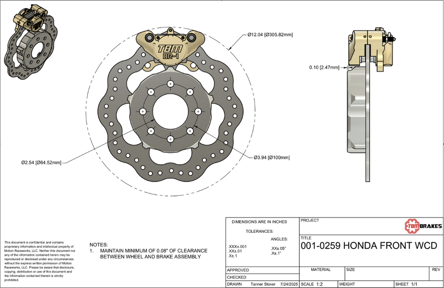 TBM Honda/Acura Drag Racing Front Brake Kit